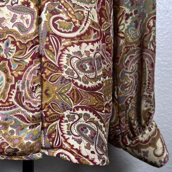 Vintage 90s San Andre Long Sleeve Asymmetrical Shawl Neck Blouse Paisley Sz 12 - Picture 4 of 14